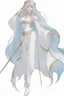 Placeholder: Moon queen long white hair, black robes, blue eyes