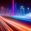 Placeholder: a guy in a futuristic motorbike leaving a futuristic city with neon lights at night, through a super highway, high speed, Looking from behind from a higher view to the highway seeing tall skyscrapers, outer space, vanishing point, super highway, high speed, digital render, digital painting, beeple, noah bradley, cyril roland, ross tran, trending on artstation