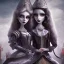 Placeholder: extrem tim burton style of the evil stepsisters, sharp focus, beautiful eyes