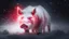 Placeholder: Gorgeous angry white sabre tooth pole pig with glowing red eyes in a snow storm at night