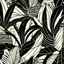 Placeholder: black and white banana leafs wallpaper pattern in vector lines, same line weight