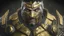 Placeholder: middle-aged armored fist fighter with golden eyes
