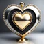 Placeholder: A magnificent golden and silver heart-shaped sign adorned with a stunning golden sphere encrusted with sparkling diamond clusters at its center, elegantly spinning in position.