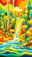 Placeholder: Yellowish orange colored mangroves with a waterfall painted by Wassily Kandinsky