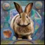 Placeholder: girl rabbit with blue aye, aboriginal, dot painting, indiginous, dot, mud, dream-time, abstract, dots, natural pigment, extremely sharp detail, finely tuned detail, ultra high definition, 8 k, unreal engine 5, ultra sharp focus, art germ and Paul Lewin and Kehinde Wiley