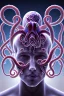 Placeholder: Spiritual being with Tentacles over human Head creating reality around, wrapping Tentacles around Human, Psychedelic