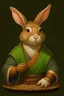 Placeholder: Portrait of a harengon (field rabbit) drunken monk for dnd