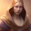 Placeholder: A beautiful portrait female warlock long hood cloak purple, fighting dark evil monster from hell in magic world, 8 k, trending on artstation by tooth wu ” digital art by Eugene de Blaas and Ross Tran, vibrant color scheme, highly detailed, in the style of romanticism, cinematic, artstation best quality, realistic lighting, masterpiece portrait, details light dusting , cowboy shot from above, simple chain hauberk Vector art digital illustration 3D shading