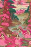 Placeholder: A pink fairy kingdom designed in Navajo yarn painted by Utagawa Hiroshige