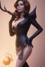 Placeholder: Jaclyn Smith as evil queen in black leather, busty, cleavage, dominatrix, curvy, angry, stern look. character design by cory loftis, fenghua zhong, ryohei hase, ismail inceoglu and ruan jia. unreal engine 5, artistic lighting, highly detailed, photorealistic, fantasy