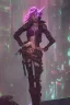 Placeholder: steampunk elf in a neon dystopian city