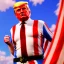 Placeholder: Realistic image of Donald trump super hero, retro style, watchmen style, red white blue colors, white stars, suspenders, latex material, 80s, vibrant color, highly detailed, sky background, concept art, unreal engine 5, god rays, ray tracing, RTX, lumen lighting, ultra detail, volumetric lighting, 3d, finely drawn, high definition, high resolution.