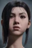 Placeholder: Hinata Hyuuga face, texture skin,Crystal white big eyes, long black hair, wearing The família addams, realistic, 4k, intricate, best quality, fog particles, fire particles, octane render, vray, sword fire, rain