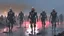 Placeholder: {{{Bio-engineered undead cyborg army marching}}} machine soldiers, future military, tactical wear, gas creepy landscape, techno gothic visual composition, science fiction painting, Denis Sarazhin, Alex Colville, Simon Stålenhag, Neil Blomkamp, Frank bowling, Christopher Shy, Alejandro Burdisio, RAW, gritty, high contrast, atmospheric horror art, gripping and suspenseful, vivid, neon overlay, narrative art, textured, dramatic, surreal horror, gestural, disco diffusion