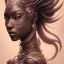 Placeholder: Portrait, sango fantasy, fantasy magic, intricate, sharp focus, illustration, lot's of grain on the skin, tribal tatoos, highly detailed, digital painting, concept art, matte, masterpiece head sexy lady body black African beauty space lady black skin one head African afro sun, high key lighting, volumetric light, high details psychedelic background, cyborg