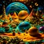 Placeholder: Detailed creepy landscape made of modeling clay, stars and planets, Roger Dean, Tim Burton, strong texture, Ernst Haekel, extreme detail, Max Ernst, decal, rich moody colors, sparkles, bokeh, odd