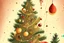 Placeholder: Christmas illustration, whimsical, detailed, warm colors, grainy texture, subject: decorating the christmas tree