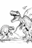 Placeholder: create a coloring page, white background Depict a T-Rex confronting a rival dinosaur, such as a Triceratops or another T-Rex, in a dramatic standoff over territory ink drawing clipart, simple line illustrations, colored