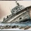 Placeholder: Artmarker, copic marker drawing of a sunken ship.