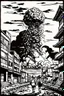 Placeholder: Hiroshima bomb, line arts, manga style