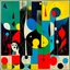 Placeholder: Abstract surrealist painting, geometric eulogies, by Joan Miro