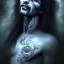 Placeholder: perfect long-haired Vampire, perfect eyes,perfect vampire teeth, full tattoos of roses art and trees extending past face and morphing into galaxy, 8k resolution, high-quality, fine-detail, intricate, digital art, volumetric lighting ,highly detailed, masterpiece, delicate detailed, sharp focus, insanely detailed, fantasy art, intricate detailed, elegant, fog, Special Lighting, Vibrant, color Scheme, forest, unreal engine 5, trending on artstation ,style Daniel Merriam , portrait .