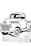 Placeholder: A pickup truck, simple outline, monochrome, coloring page style