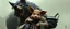 Placeholder: bad hairy chest wolf carrying a lovely scared wtf are you up to, Korean pig girl with dress under his arms, big cauldron in the background in the style of fallout 4