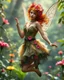 Placeholder: Gorgeous Digital Photography Realistic full body dress steampunk classic pixie flowers with a resemblance to Beautiful woman Tinkerbell on flying up, beauty sharp contrast colors,jungles background,digital fantasy art