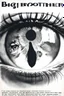 Placeholder: an old poster with the words"BIG BROTHER"(across top), the staring face of a man(middle, facing viewer), text "IS WATCHING"(across bottom), wwii era 1984 propaganda black and white printed poster on old paper