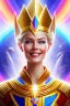 Placeholder: cosmic woman smile, admiral from the future, one fine whole face, crystalline skin, expressive blue eyes,rainbow, smiling lips, very nice smile, costume pleiadian, Beautiful tall woman pleiadian Galactic commander, ship, perfect datailed golden galactic suit, high rank, long blond hair, hand whit five perfect detailed finger, amazing big blue eyes, smilling mouth, high drfinition lips, cosmic happiness, bright colors, blue, pink, gold, jewels, realist, high commander