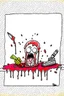 Placeholder: blood on one paper cartoon art