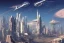 Placeholder: A Spaceship is taking off,Space Center on a heavy industrialized planet with a futuristic city in the background, (retrofuturistic:2), art by John Berkey, (((buildings with glass facades))), brutalist architecture, insanely detailed, vibrant, 8k uhd, cinematic atmosphere, ultra-wide angle, street level view, brush strokes, blue sky with clouds, sharp focus