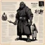 Placeholder: monster concept sheet with AD&D statistics and characteristics [illustration for 3 feet high and rising, de la soul (1989)] Gangster-turned-Monk
