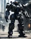 Placeholder: Long distance picture full body of Special Force Black mech hitech Futuristic 3d render, vray, uhd, detailed, hdr, 8k, photorealistic, dramatic lighting, hawken graphic design abstract 3d hitech technological HAWKEN photorealistic uhd 8k VRAY highly detailed HDR