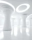 Placeholder: futuristic white room with large organic shaped beams and columns with organic shaped embellishments and details surrounding the empty room. the flooring is flat but has organic shaped details. the lighting is bright white and the atmosphere is sci-fi