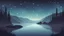 Placeholder: vector graphic of a cozy mist loch ness where the sky is filled with stars