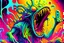 Placeholder: Colorful and psychedelic illustration of an acid slime creature jamming to music. Digital art, vibrant colors, surreal, music-themed