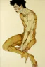 Placeholder: painting of a figure with the life-filled void of an empty existence, egon schiele masterpiece