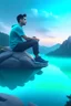 Placeholder: Ultra realistic photo of male sitting on top of a rock next to a body of water concept ,full size, science, technology,future,electric ,futuristic style, design, practicality,manufacturability,performance, performance, HOF, professional photographer, captured with professional DSLR camera, trending on Artstation, 64k, full size, ultra detailed, ultra accurate detailed, bokeh lighting, surrealism, background,(((realism, realistic, realphoto, photography, portrait, , realistic, beautiful, elegan