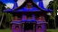 Placeholder: A blue violet castle designed in Hawaiian tikis painted by Leonardo da Vinci