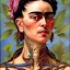 Placeholder: A beautiful portrait of Frida Kahlo by alphonse mucha, japanese tatoos, 4k, high details