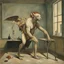 Placeholder: a chimera in a subliminal room, a chimera in a subliminal room, depicted by balthus