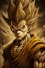 Placeholder: dragon ball super wallpaper, in the style of dark yellow and dark beige, photo-realistic drawings, raw emotion, yombe art, heavy use of palette knives, hurufiyya, realistic depiction of light