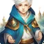 Placeholder: Fantasy World, A boy only wearing a closed wizards robe, and wearing a wizards hat. White Hair. Golden Eyes