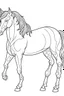 Placeholder: coloring page for kids, full horse , cartoon style, thick outline, low details, no shading, no color