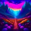 Placeholder: complicated, psychedelic, cinematic, moody, dark, purple tones, sharp focus, fantasy landscape, paradise, magical, high quality, 8k, digital painting, pathway to heaven, mountains, mosaic