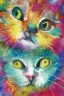 Placeholder: watercolor painting, cat, happy, bright color,