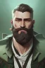 Placeholder: photorealistic white male bearded handsome, hyperdetailed painting, luminism, Bar lighting, complex, dark green miltary armor, 4k resolution concept art, Artgerm, WLOP, Alphonse Mucha, 3d render, octane render, intricately detailed, cinematic, awesome full color, hand drawn, dark, gritty, cinematic