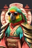 Placeholder: A cute parrot in samurai dress in Japan, portrait of half body, wearing sunglasses ,Photorealistic, next level resolution, 4k, ultra quality, hyper realistic